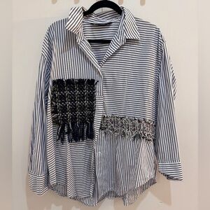ZARA Striped Shirt with Patchwork